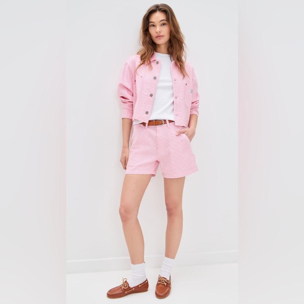 Pink Seersucker High-Rise Women’s Shorts